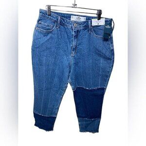 Hollister Blue Patchwork Curvy High Rise Mom Jeans Size 31